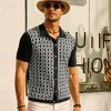 Men's Contrast 70s Vintage Polo Shirts Short Sleeve Knitwear