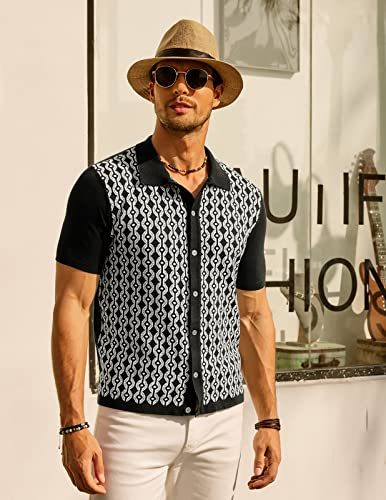 Men's Contrast 70s Vintage Polo Shirts Short Sleeve Knitwear