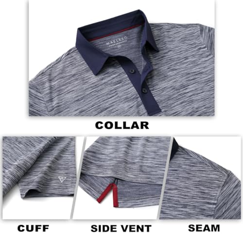 Golf Shirts for Men Dry Fit Short Sleeve Casual Performance Moisture Wicking Heather Pique Collared Polo Shirts