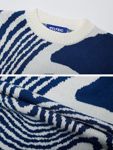 Whirlpool Knit Sweater Oversized Long Sleeve Crewneck Streetwear Pullover Sweaters