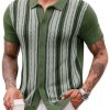Mens Knit Polo Shirts Vintage Casual Short Sleeve Shirt Golf Button Down Old Money Sweater