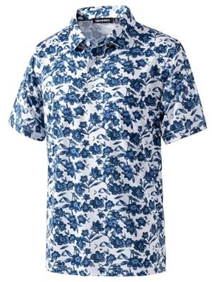 Golf Shirts for Men Dry Fit Performance Print Short Sleeve Moisture Wicking Golf Polo Shirts
