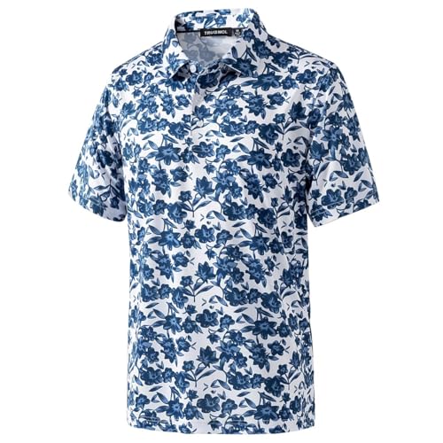 Golf Shirts for Men Dry Fit Performance Print Short Sleeve Moisture Wicking Golf Polo Shirts