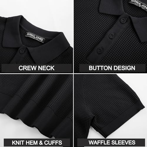 Polo Shirts for Men Short Sleeve Casual Knit Waffle Texture Polo Golf Shirt