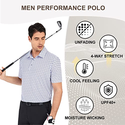 Premium Golf Shirts for Men Dry Fit Performance Polo Short Sleeve Collared Shirt