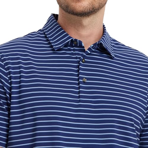 Golf Shirts for Men Moisture Wicking Striped Polo Performance Dry Fit Business Sports Mens Polo Shirts Short Sleeve