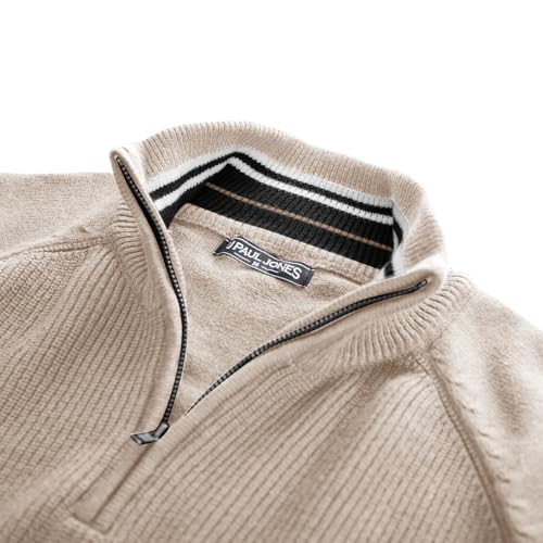 Mens Quarter Zip Pullover Sweater Turtleneck Raglan Long Sleeve Sweaters