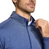 Quarter Zip Pullover Men Performance Dry Fit Stripe Mock Neck Midlayer Golf 1/4 Zip Pullover Mens Sweatshirt