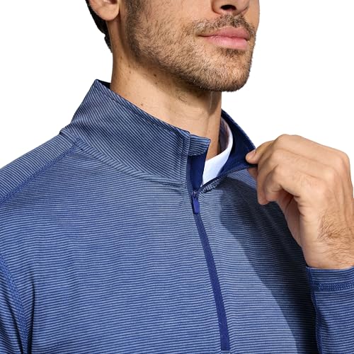 Quarter Zip Pullover Men Performance Dry Fit Stripe Mock Neck Midlayer Golf 1/4 Zip Pullover Mens Sweatshirt