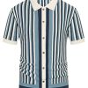 Men's Polo Shirts Retro Knit Shirt Vintage Striped Shirt