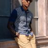Men's Polo Shirts 70s Vintage Shirts Contrast Knitted Polo Shirts
