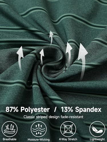 Polo Shirts for Men Dry Fit Performance Heather Stripe Golf Polo Moisture Wicking Lightweight Breathable Golf Shirts