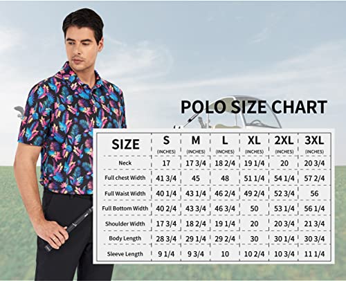 51yS565aKDL.jpg Golf Shirts for Men Super Stretch Jacquard Dry Fit Golf Polo Moisture Wicking Short Sleeve Polo Shirts for Men