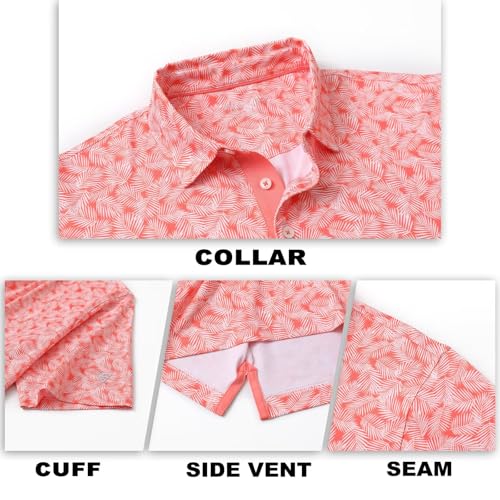 Mens Golf Shirt Short Sleeve Dry Fit Print Moisture Wicking Performance Patterns Collared Polo Shirt