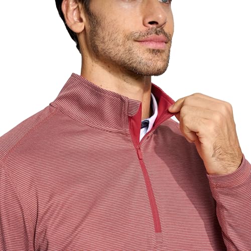 Quarter Zip Pullover Men Performance Dry Fit Stripe Mock Neck Midlayer Golf 1/4 Zip Pullover Mens Sweatshirt