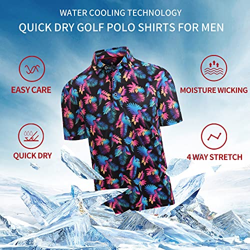 61ORngs1gL.jpg Golf Shirts for Men Super Stretch Jacquard Dry Fit Golf Polo Moisture Wicking Short Sleeve Polo Shirts for Men
